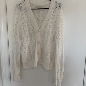 Y2K Crochet Cardigan Sweater Women Large Cottage Boho Hippie Indie Parisian